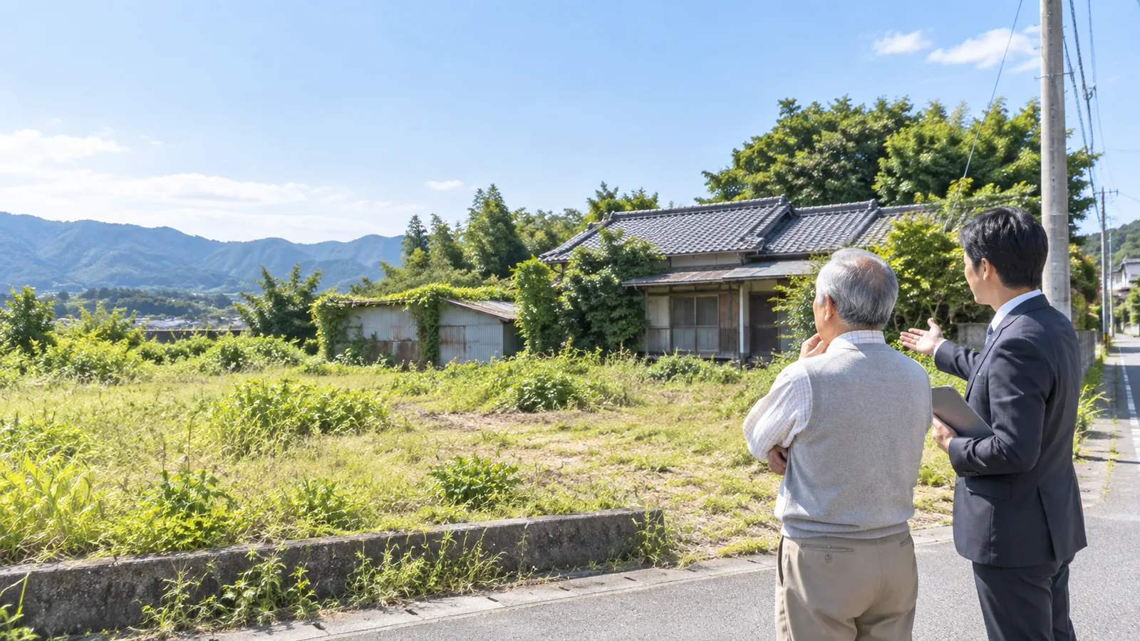 相続した遊休地を蓄電池用地として確認するイメージ
