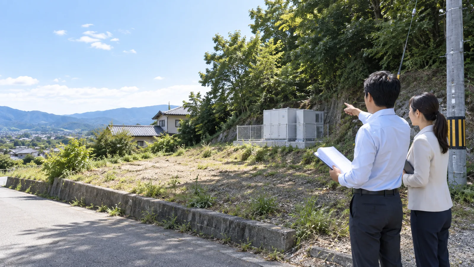 太陽光に向かなかった土地を蓄電池用地として再評価するイメージ